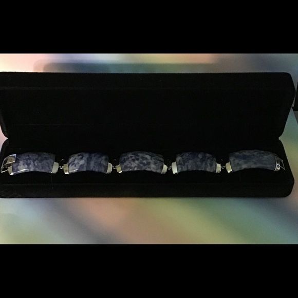 Vintage 925 Sterling‎ Silver Sodalite Bracelet - Picture 3 of 7